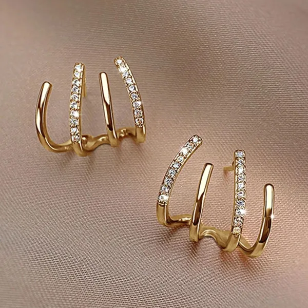 Women Dainty Golden Zircon Claw Earrings